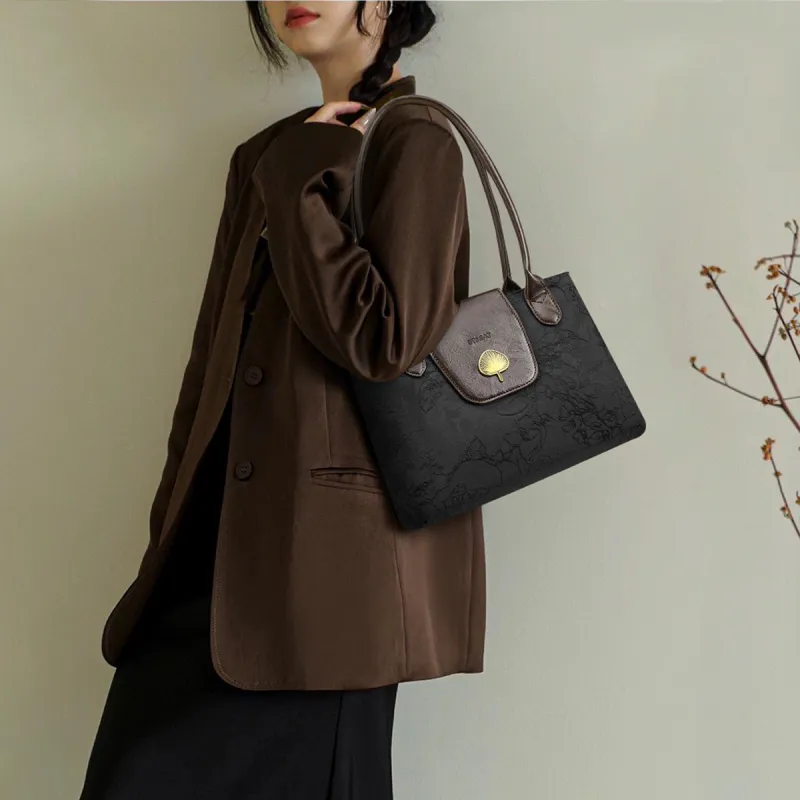 ST&SAT Fabric Shoulder Bag Women's Classical Black-5