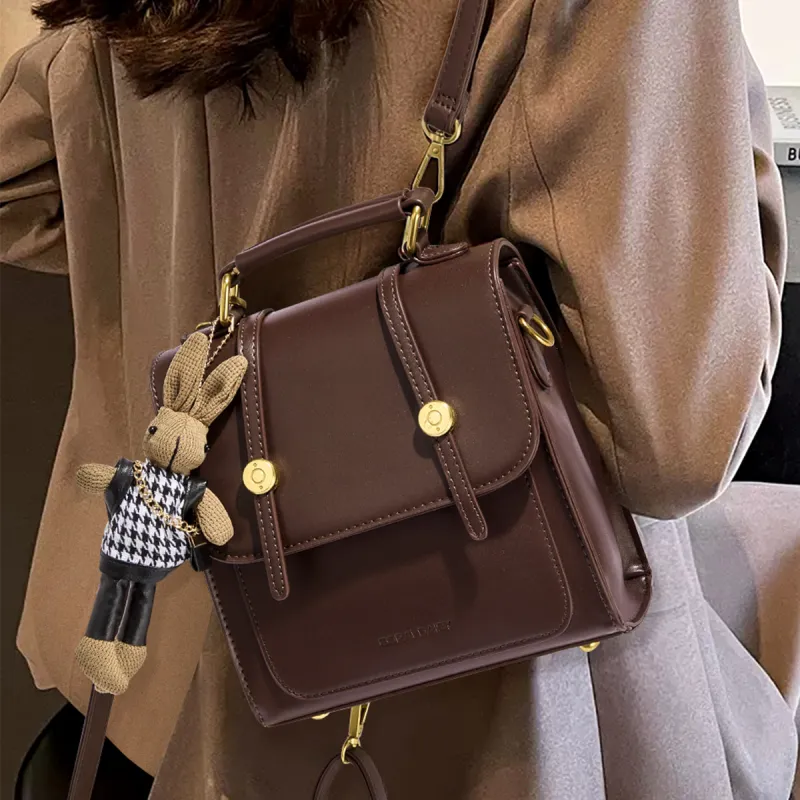 CORALDAISY Synthetic Leather Backpack Handbag, Shoulder Bag Women's Coffee-4