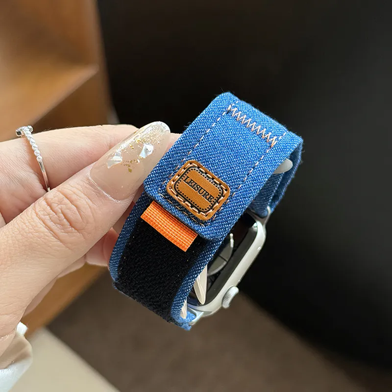 IWabcertoo Apple Compatibility Watch Band Denim Material-3