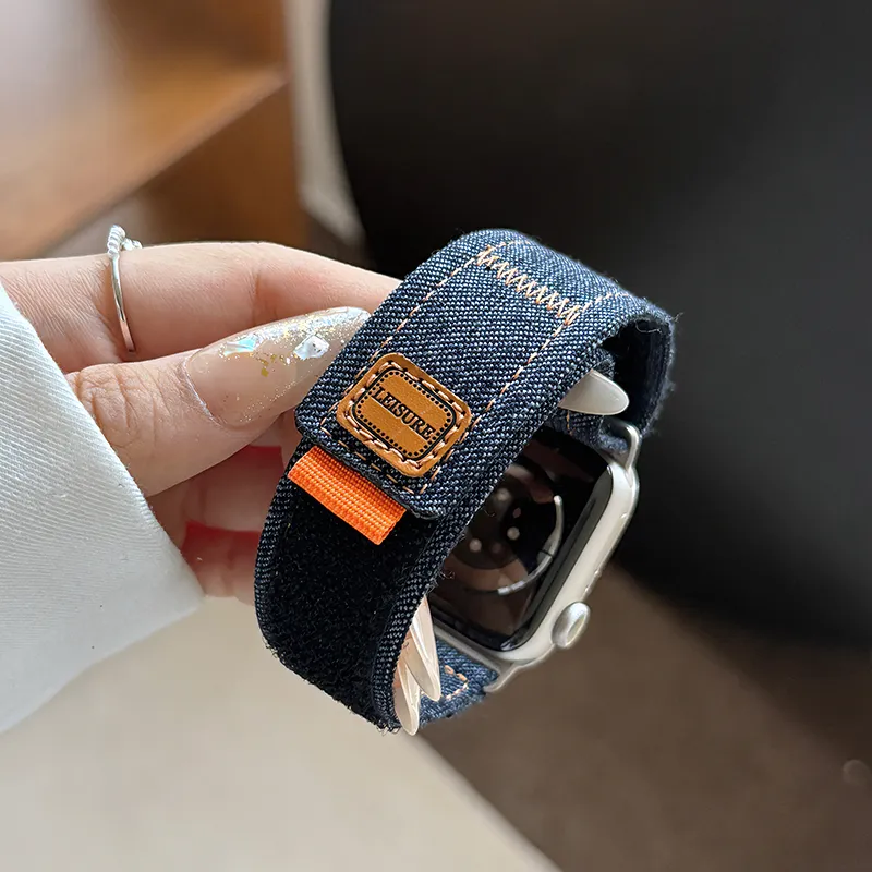 IWabcertoo Apple Compatibility Watch Band Denim Material-7