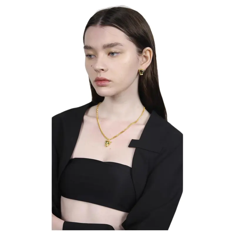 FANGFANGMARCEAU Copper Plated Karat Gold/Zircon Necklaces Unisex-1