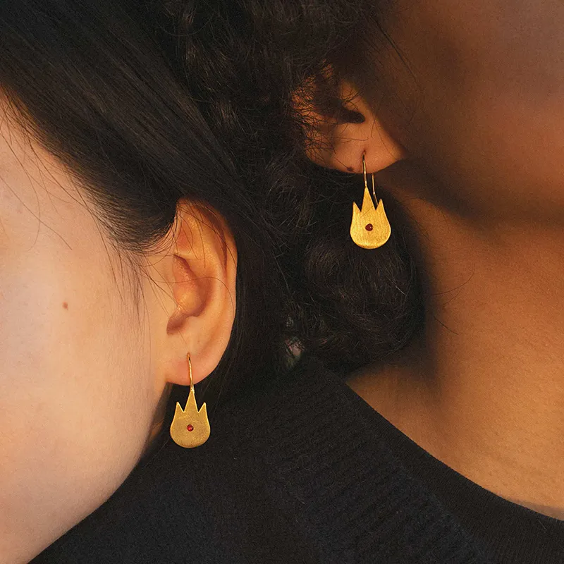 Sundanese Gold Plated Copper Earrings Women's-1