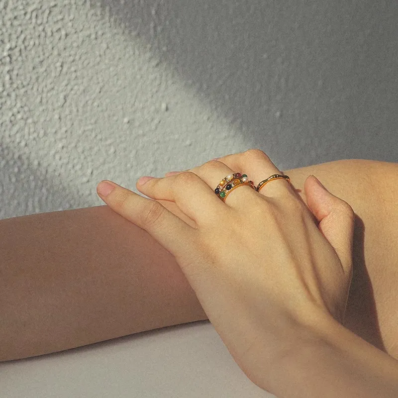 Sundanese 18K Gold Plated Copper Rings Women's Gold-1