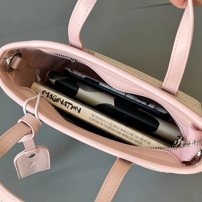 FAIRWHALE Synthetic Leather Sweet Girl Style Preppy Style Crossbody Bag Women's Cherry Blossom Pink-5