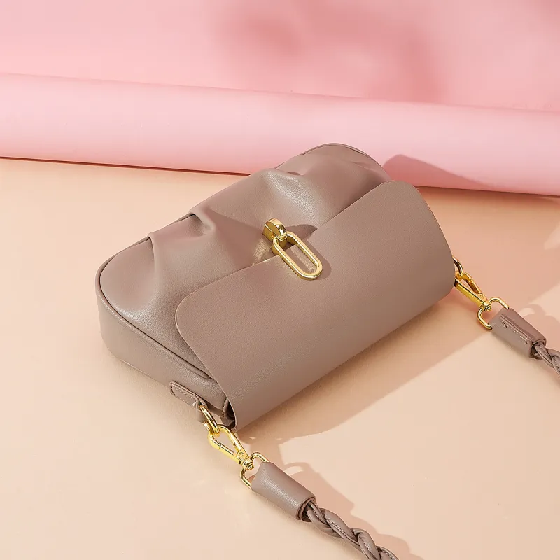 FAIRWHALE Synthetic Leather Shoulder Bag Women's Ecru/Milk Tea Beige-8
