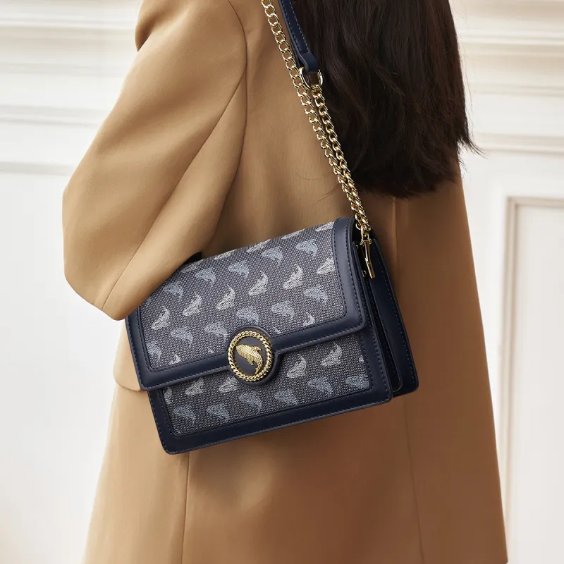 FAIRWHALE PVC Crossbody Bag Shoulder Bag Women's Dark Blue-4
