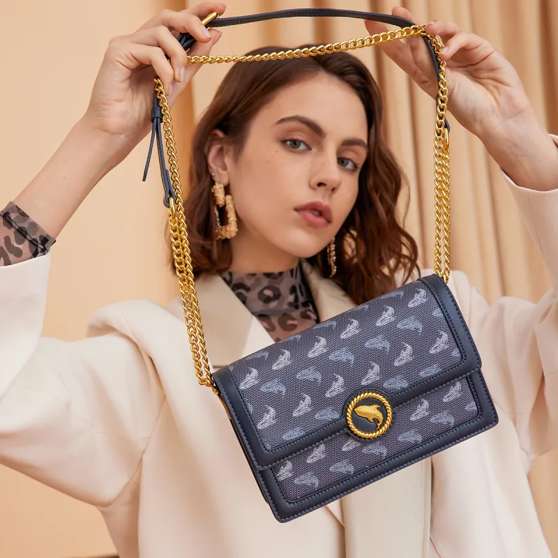 FAIRWHALE PVC Crossbody Bag Shoulder Bag Women's Dark Blue-5