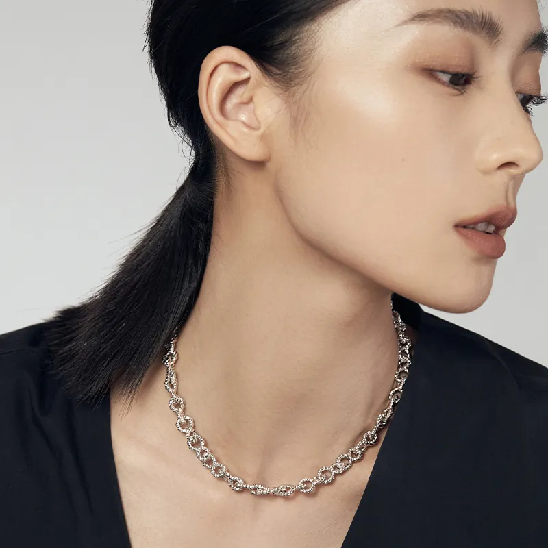 Mistova JEWELRY Eco Friendly Copper White Gold Plated Knot Necklace Unisex-5