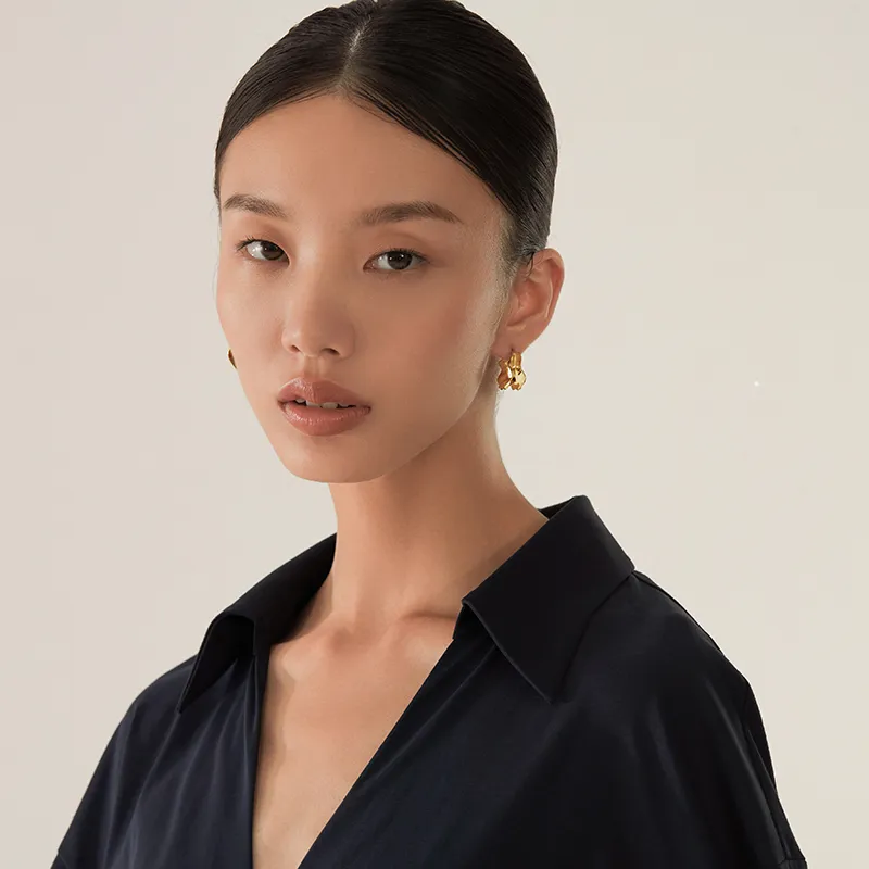 Mistova JEWELRY Eco Friendly Gold Plated Copper Floral Hoop Earrings Women's-6