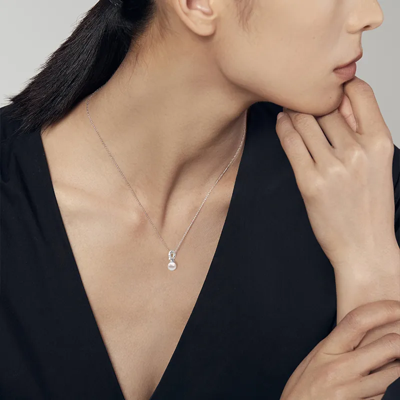 Mistova JEWELRY White Gold Plated S925 Silver Pearl Necklaces Women's-3