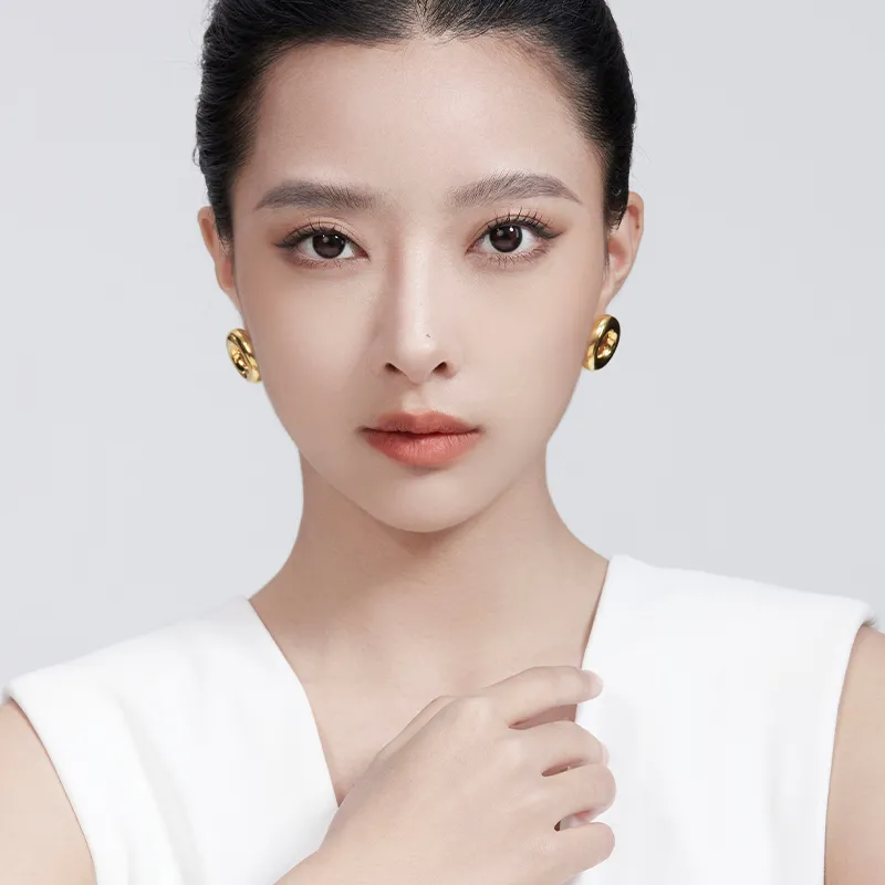 Mistova JEWELRY Gold Plated Copper Quality Hoop Earrings Women's-3