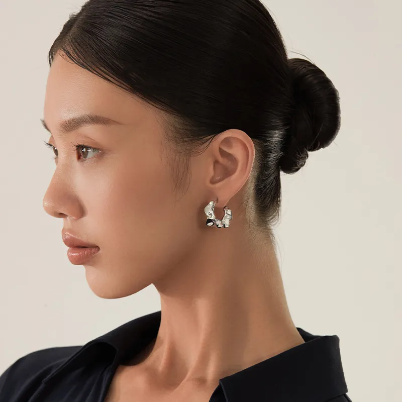 Mistova JEWELRY Eco Friendly Gold Plated Copper Floral Hoop Earrings Women's-5