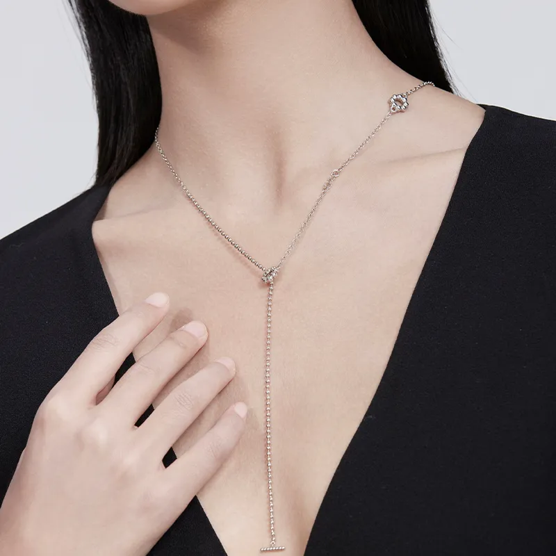 Mistova JEWELRY Eco Friendly Copper White Gold Plated Gravity Necklace Women's-4