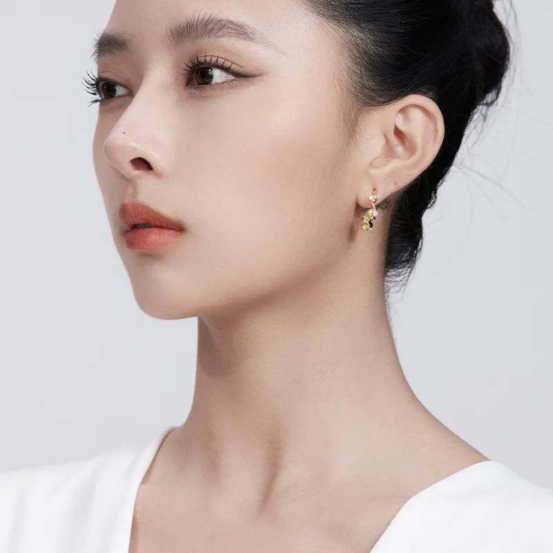 Mistova JEWELRY Eco Friendly Copper Gold Plated With Synthetic Zircon Knot Horn Stud Earrings Women's-4