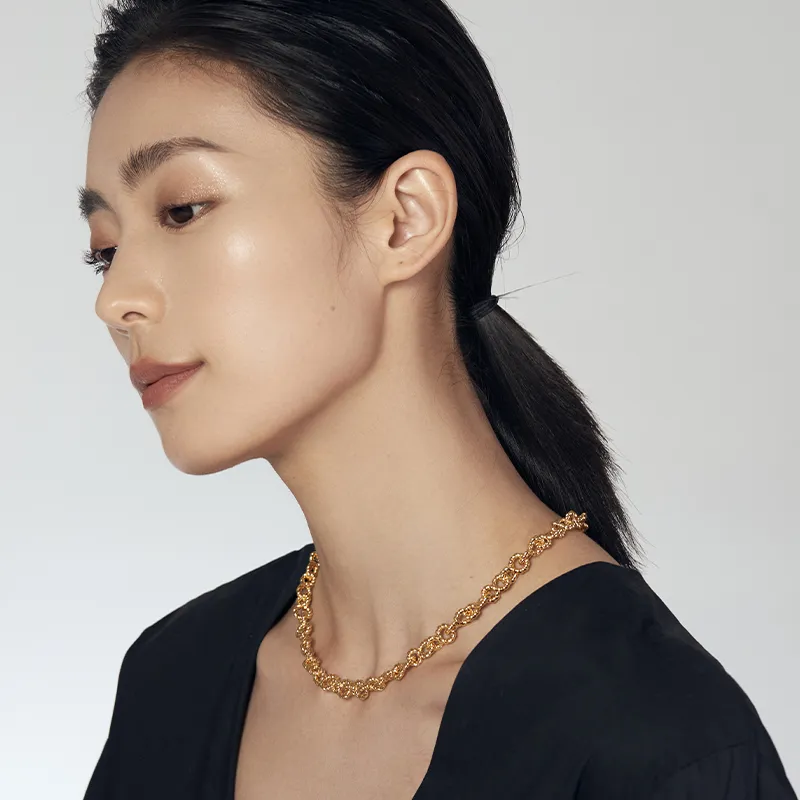 Mistova JEWELRY Eco Friendly Copper White Gold Plated Knot Necklace Unisex-8