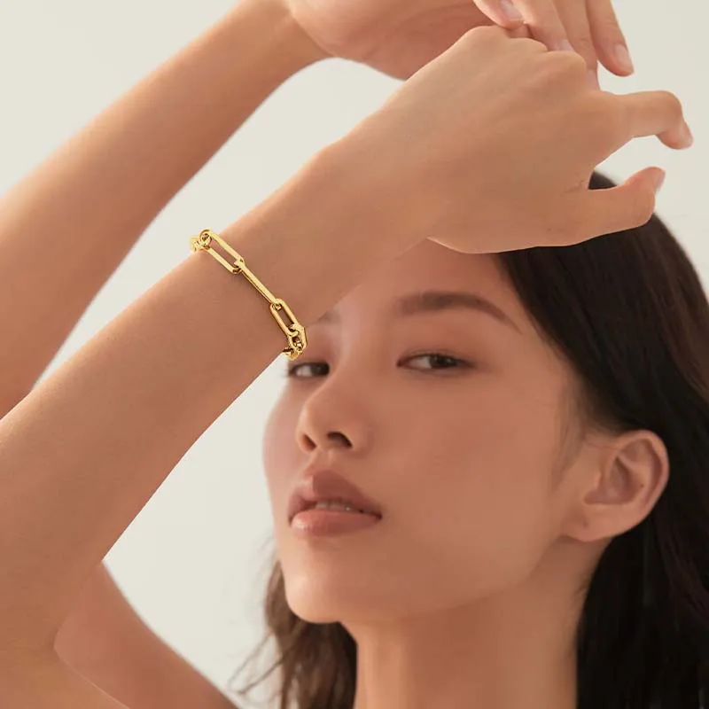 Mistova JEWELRY Eco Friendly Gold Plated Copper Chain Ring Bracelet Unisex-3