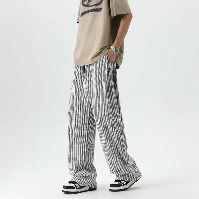 WSRX Casual Pants Unisex Black White Stripes-2