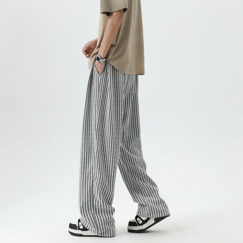 WSRX Casual Pants Unisex Black White Stripes-5