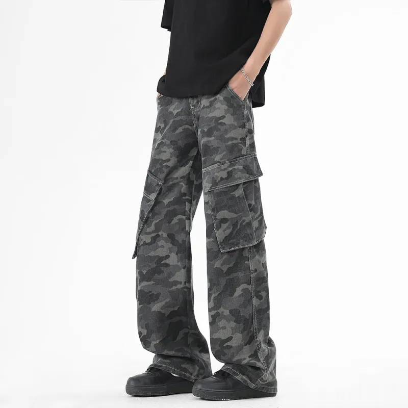WSRX Cargo Pants Unisex Camouflage Gray-3