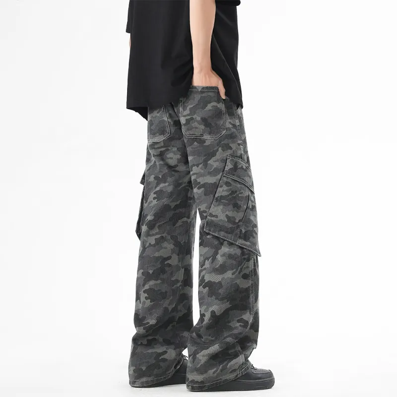 WSRX Cargo Pants Unisex Camouflage Gray-4