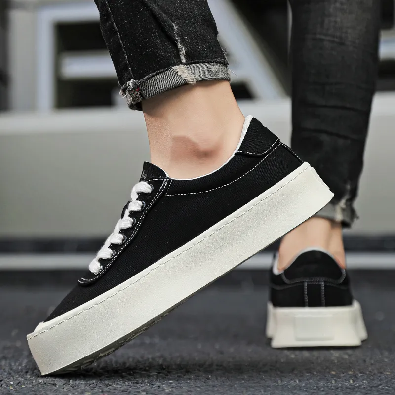 Jinho Canvas Shoes Men Low Top Black-2