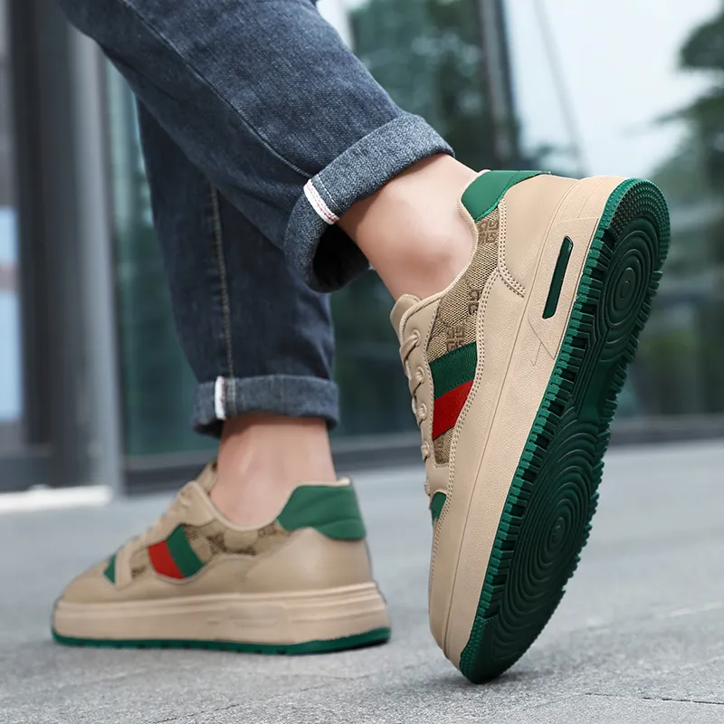 Jinho Low Top Skateboard Shoes Unisex Beige Green-5