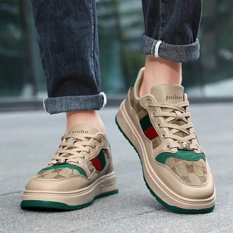 Jinho Low Top Skateboard Shoes Unisex Beige Green-6