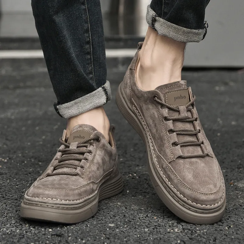 Jinho Skateboard Shoes Men Low Top Brown/Khaki-12