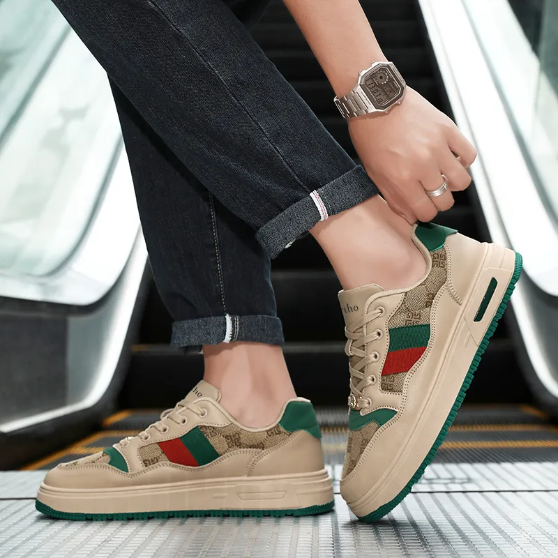 Jinho Low Top Skateboard Shoes Unisex Beige Green-3