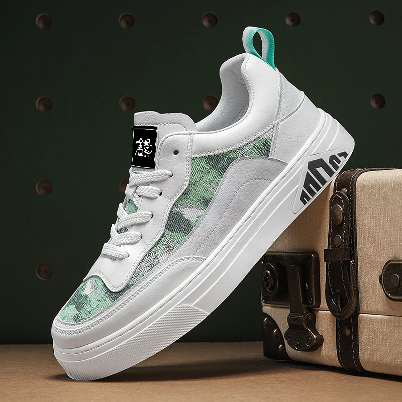Jinho Skateboard Shoes Men Low Top Gray/Green-5