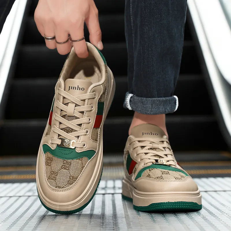 Jinho Low Top Skateboard Shoes Unisex Beige Green-1
