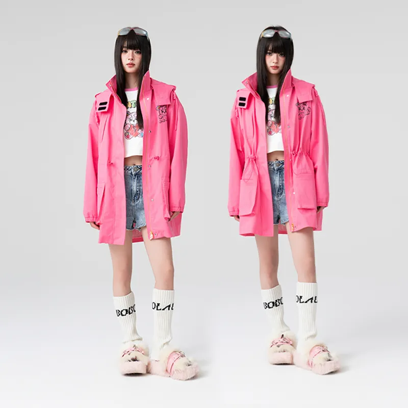 LALABOBO Trench Coats Women's Pink-4