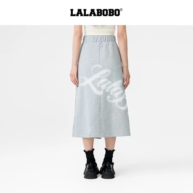 LALABOBO Casual Long Skirt Women's Gray-1