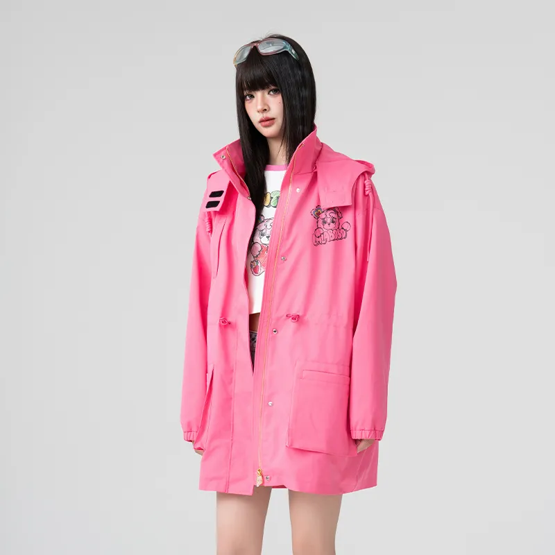 LALABOBO Trench Coats Women's Pink-3