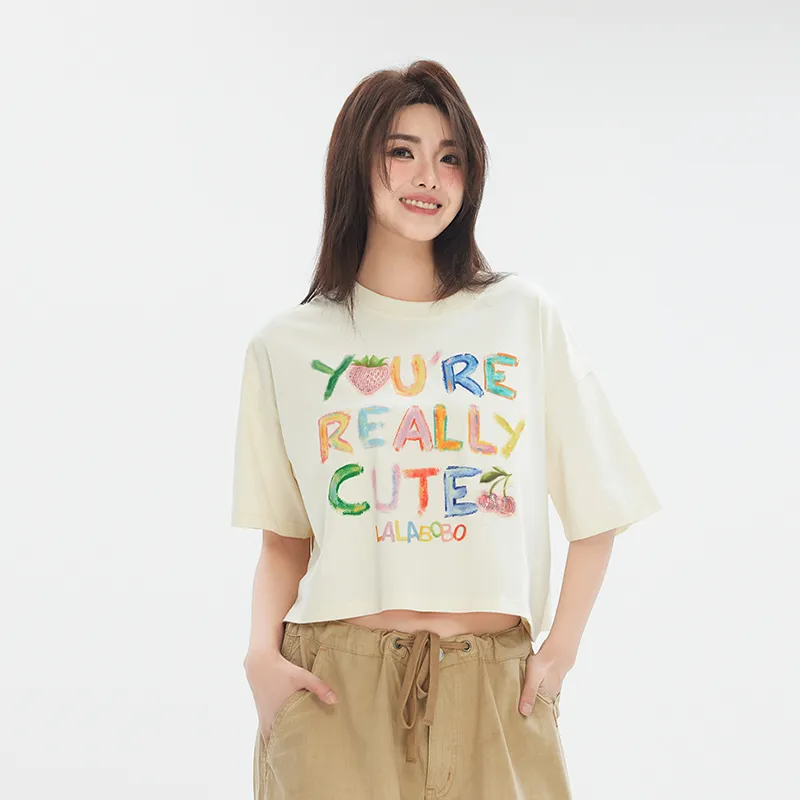 LALABOBO Drop Shoulder Sleeve T Shirt Women's-1