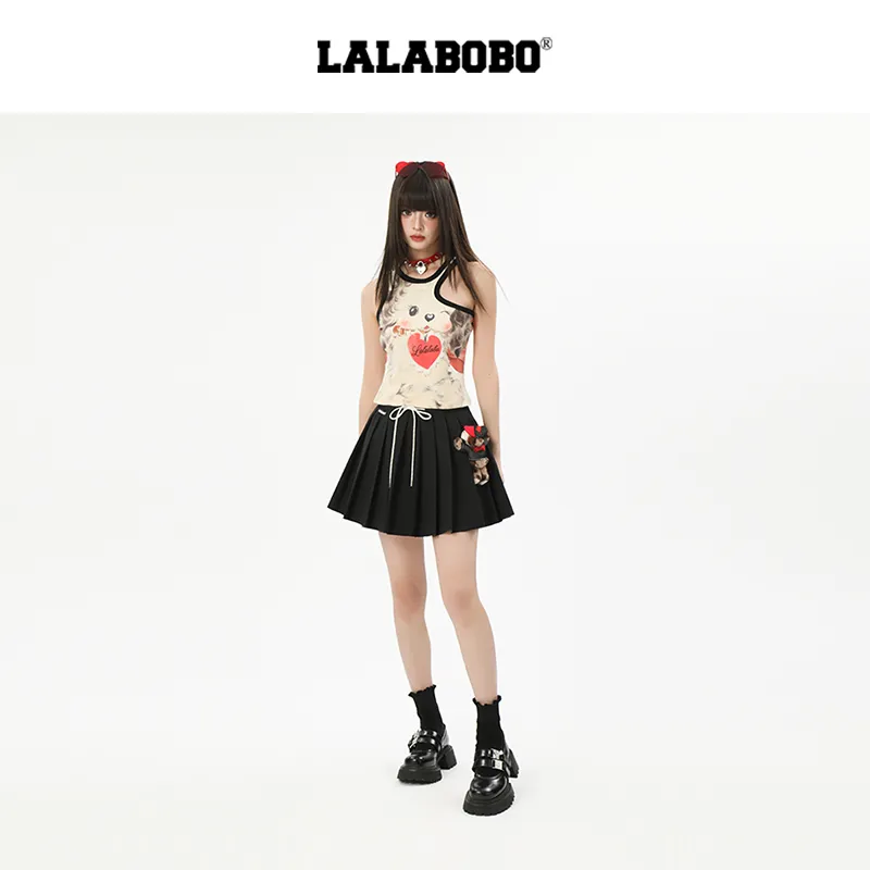 LALABOBO Casual Short Skirts Women's Black-5