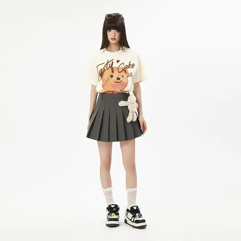 LALABOBO Casual Short Skirts Women's Gray-3