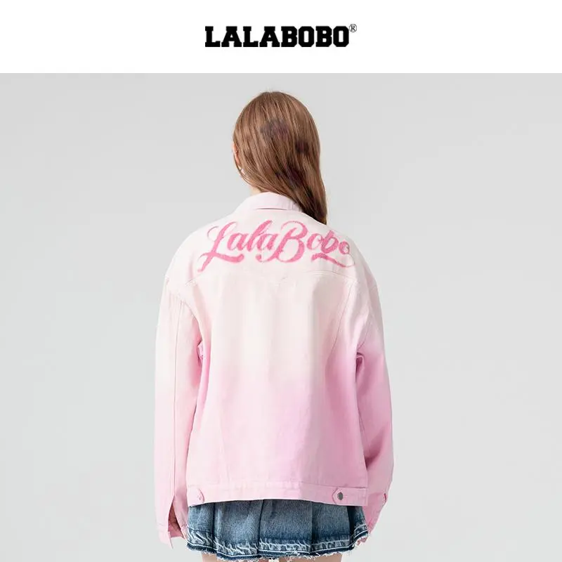 LALABOBO Denim Jacket Women's Pink-2