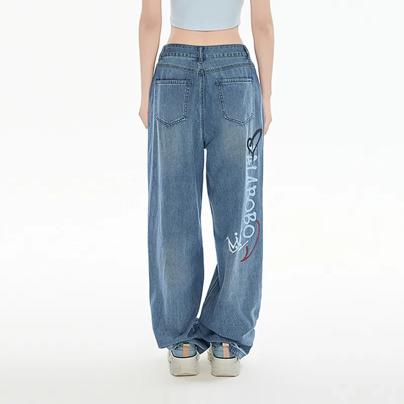 LALABOBO Jeans Women's Medium Blue White-4