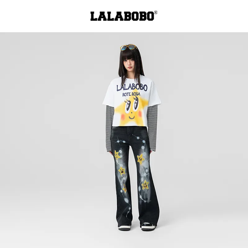 LALABOBO Jeans Women's Black Denim-3