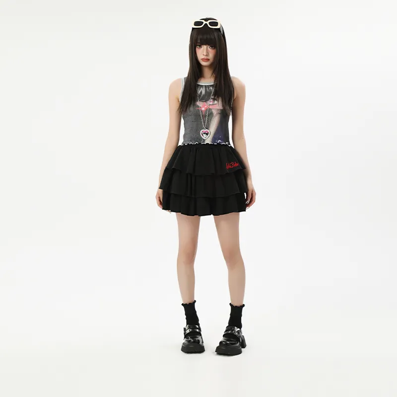 LALABOBO Casual Short Skirts Women's Black-2