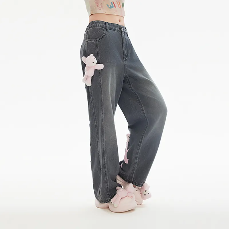 LALABOBO Jeans Women's Black Denim-2