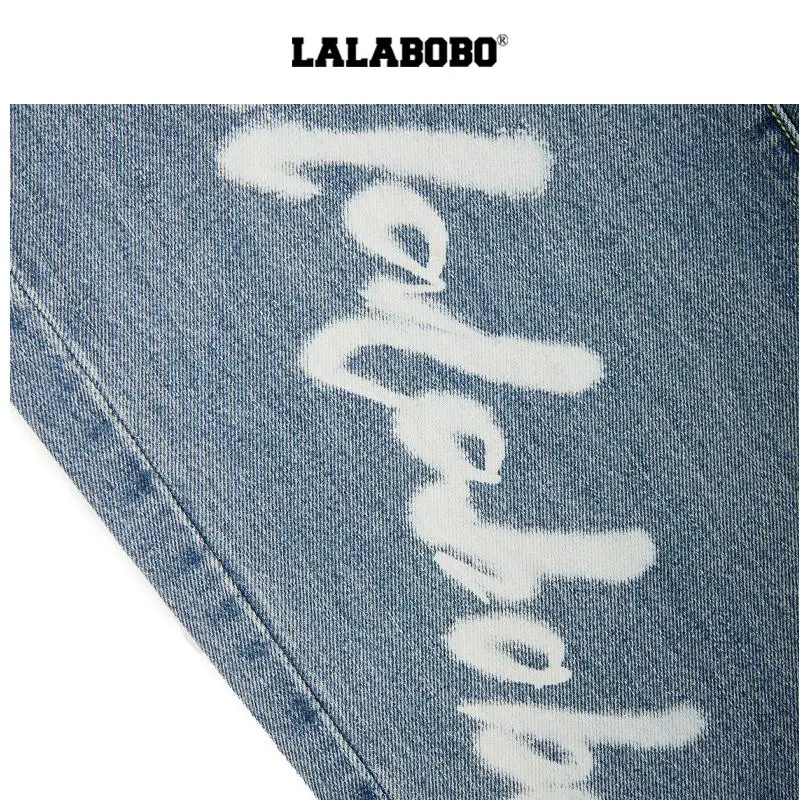 LALABOBO Jeans Women's Medium Blue White-3
