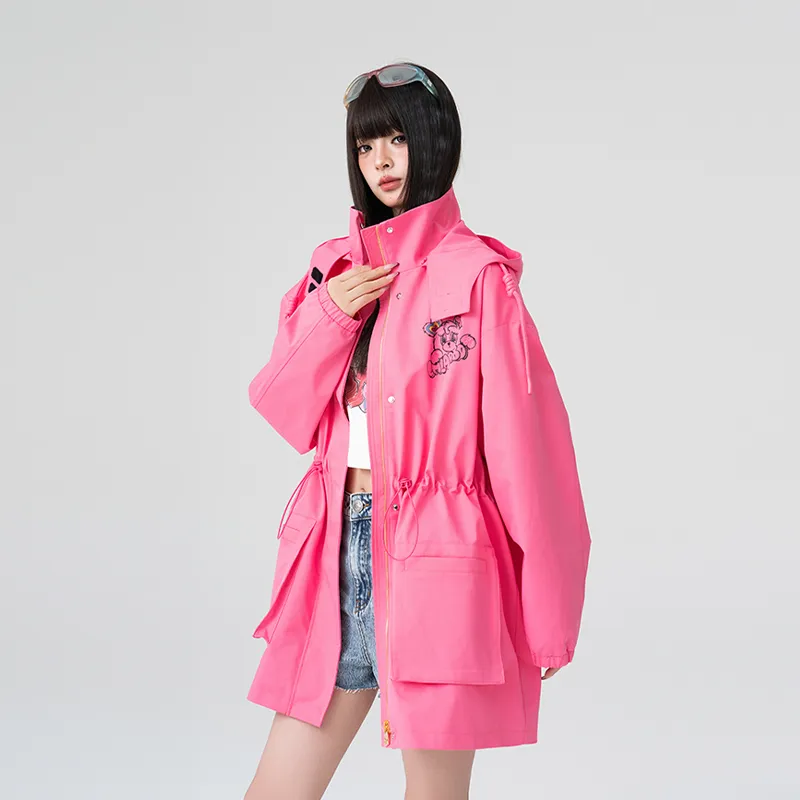 LALABOBO Trench Coats Women's Pink-2