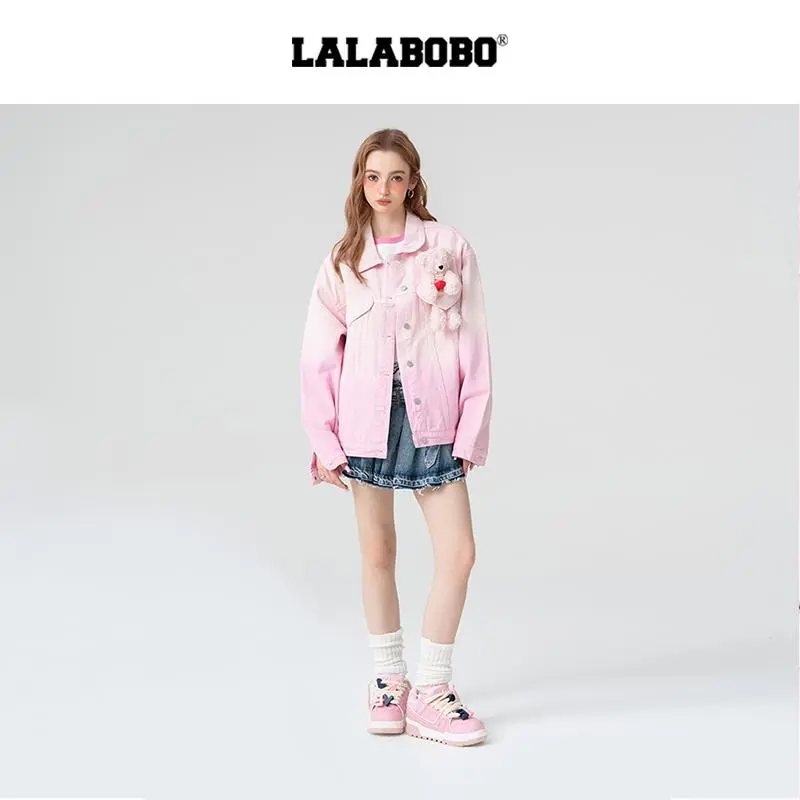LALABOBO Denim Jacket Women's Pink-4