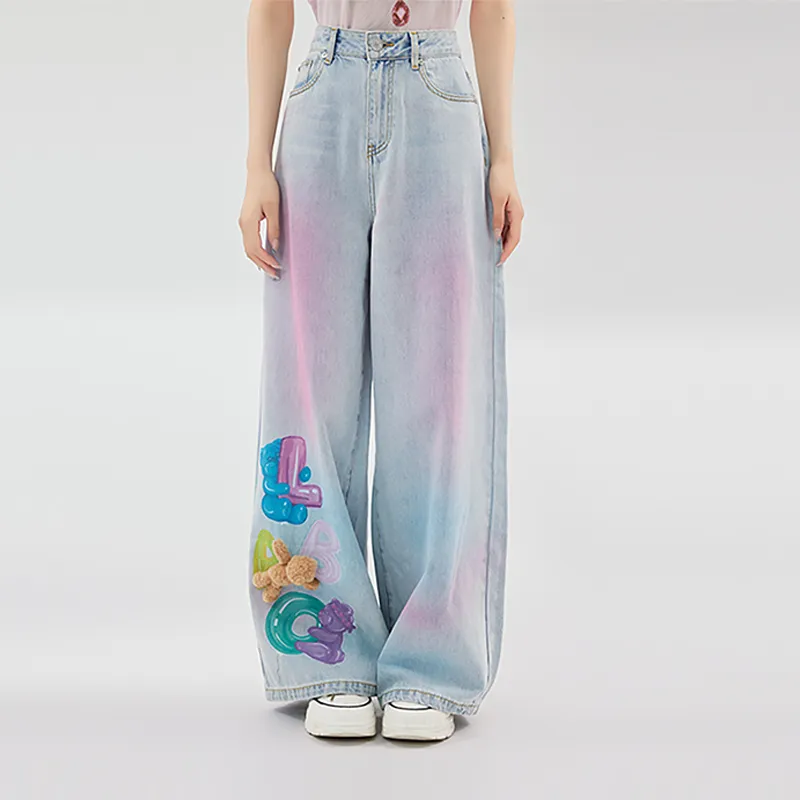 LALABOBO Jeans Women's Medium Blue White-1