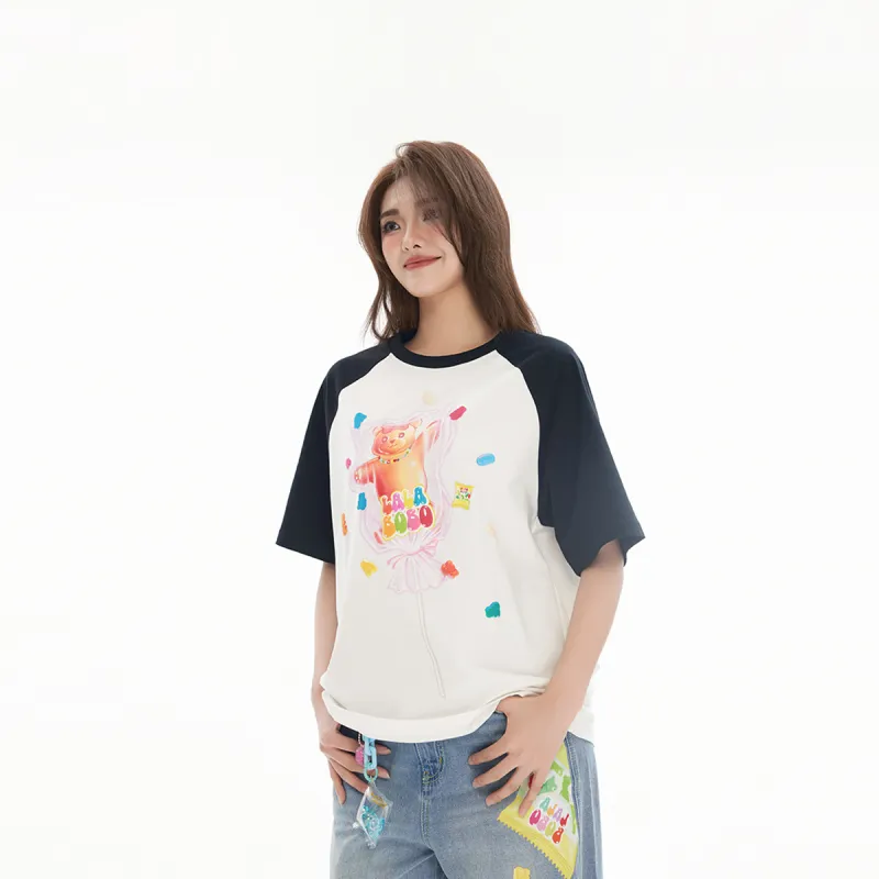 LALABOBO Raglan Sleeve T Shirt Women's Ecru-1