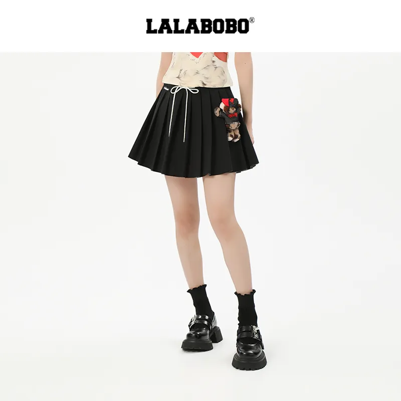 LALABOBO Casual Short Skirts Women's Black-3
