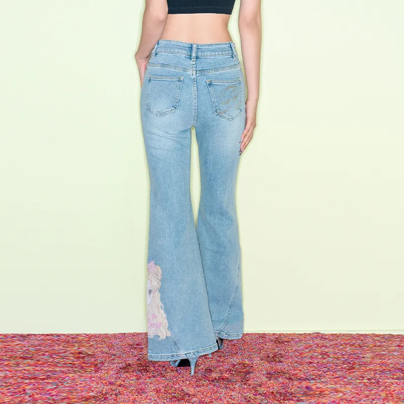 LALABOBO Jeans Women's Medium Blue White-5