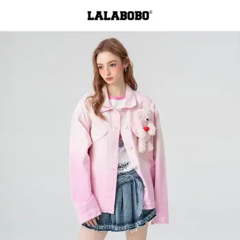 LALABOBO Denim Jacket Women's Pink